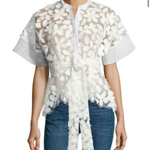 Alexis Danelle Floral-Embroidered Short-Sleeve Top